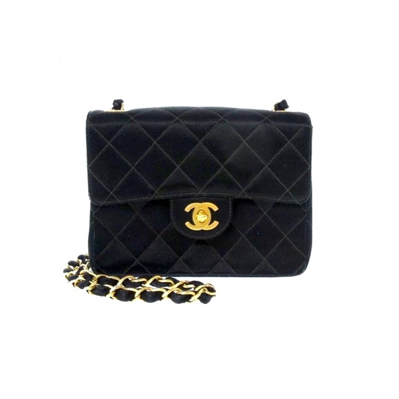 💜CHANEL Mini Matelasse Chain Shoulder Crossbody Bag Satin - Picture 1 of 12
